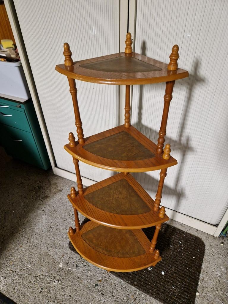 Mooie hoek etagierre met leder, Huis en Inrichting, Woonaccessoires | Etagères, Ophalen, Gebruikt