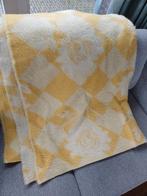Wollen Deken vintage Throw  Sprei  Kleed GeelCrème Ruit AaBb, Ophalen of Verzenden