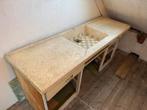 Oud terrazzo gegoten werkblad met keukenblok, Ophalen, Gebruikt, Beige, 150 tot 200 cm