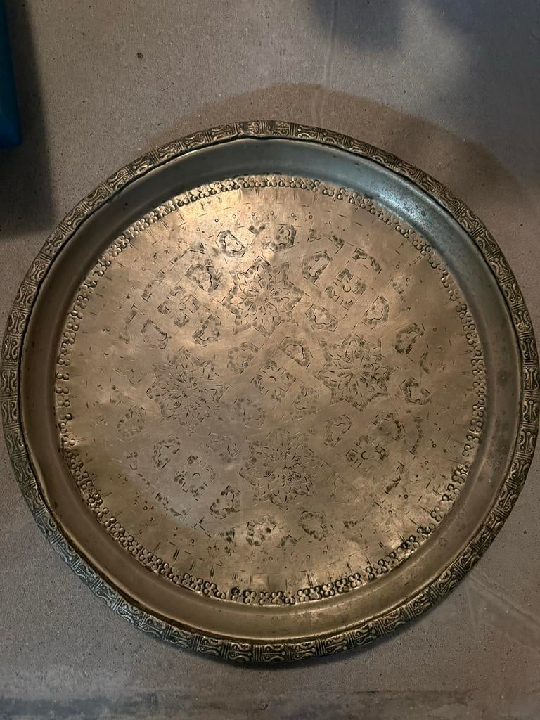 Vintage Marokkaanse schaal / dienblad, Huis en Inrichting, Ophalen of Verzenden, Gebruikt, Rond, Metaal