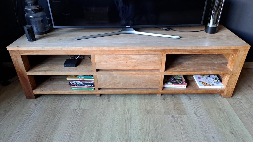 Tv meubel teakhout 180x49,5x50 cm, Huis en Inrichting, Kasten | Televisiemeubels, Ophalen, Gebruikt, 150 tot 200 cm, Teakhout