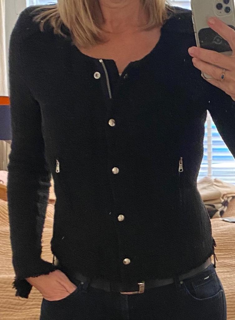 Zwart Chanelmodel jasje / blazer van Benetton, maat M, Maat 38/40 (M), Benetton, Zwart, Ophalen of Verzenden