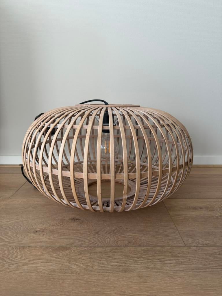 Houten hanglamp Indy Bamboe, Ophalen, Zo goed als nieuw