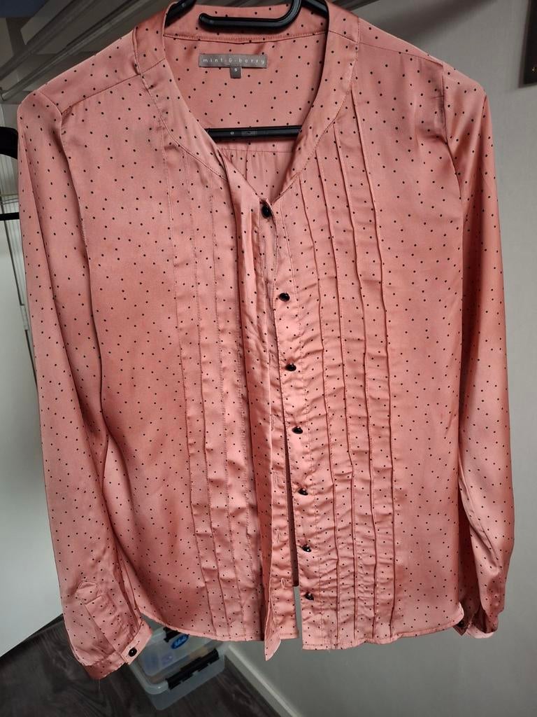 Damesblouse zalm/zwart, Ophalen of Verzenden, Zo goed als nieuw, Maat 38/40 (M), Zwart