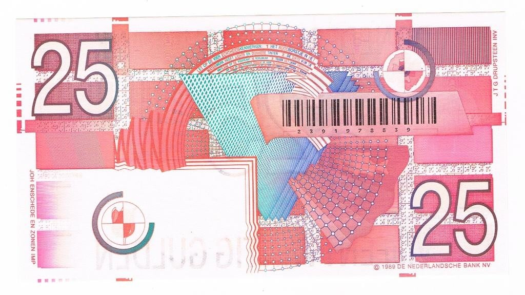 25 gulden 5 april 1989 roodborstje UNC, Ophalen of Verzenden, 25 gulden, Los biljet