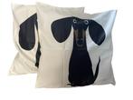 NIEUW !! Twee superleuke kussenhoesjes met teckel, Ophalen of Verzenden, Nieuw, Overige kleuren, Vierkant