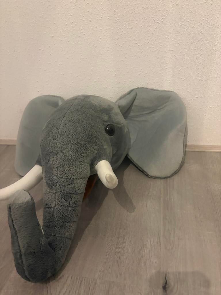 Wanddecoratie Olifant Pluche - Dierenkop Stijl, Ophalen, Zo goed als nieuw, Olifant