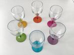 6x Wijnglas gekleurde voet, Huis en Inrichting, Glas of Glazen, Ophalen of Verzenden, Overige stijlen, Glas
