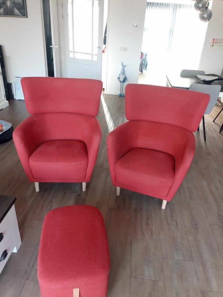 2  IKEA OSKARSHAMN  fauteuils met 1 voetenbankje, Ophalen, 75 tot 100 cm, 50 tot 75 cm