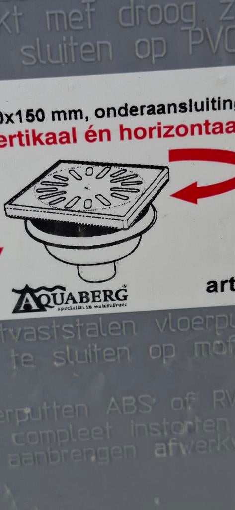 Aquaberg Vloerput 150x150 mm - Nieuw in verpakking, Doe-het-zelf en Verbouw, Buizen en Afvoer, Ophalen of Verzenden