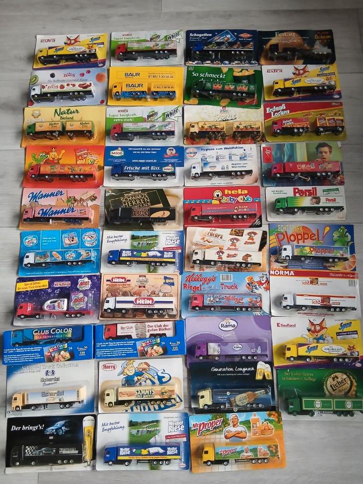 72 stuks vrachtwagencombinaties NIEUW op blister 1:87, Hobby en Vrije tijd, Modelauto's | 1:87, Nieuw, Bus of Vrachtwagen, Overige merken