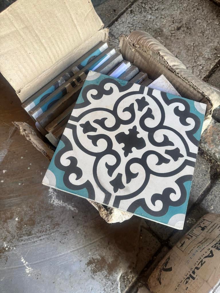 Portugese cementtegels Azule - 20x20 cm - Etnisch Vintage, Doe-het-zelf en Verbouw, Tegels, Ophalen, Overige materialen, Nieuw