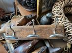 Klein houten kapstokje met metalen haken, Wandkapstok, Ophalen of Verzenden, Zo goed als nieuw, Minder dan 100 cm