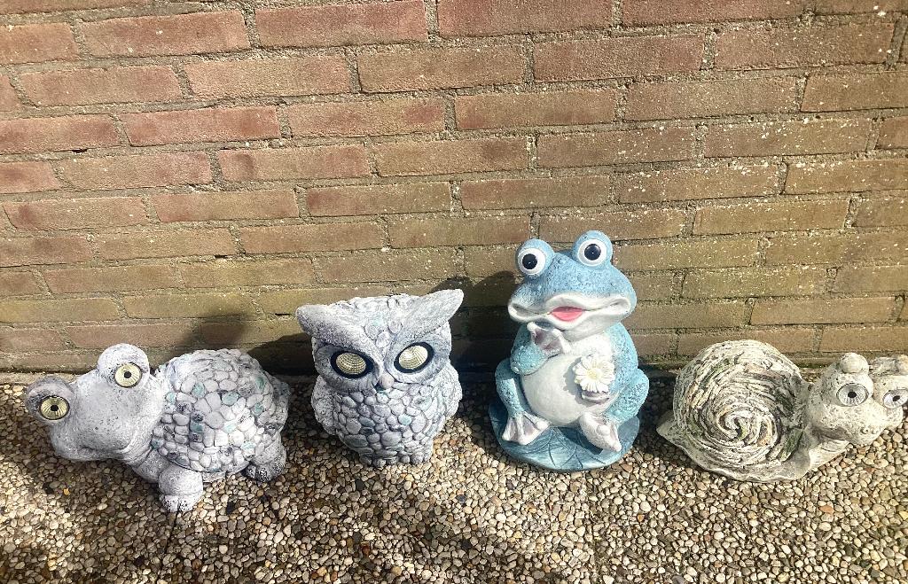 4 dieren tuinbeelden, Tuin en Terras, Tuinbeelden, Ophalen, Gebruikt, Steen, Dierenbeeld