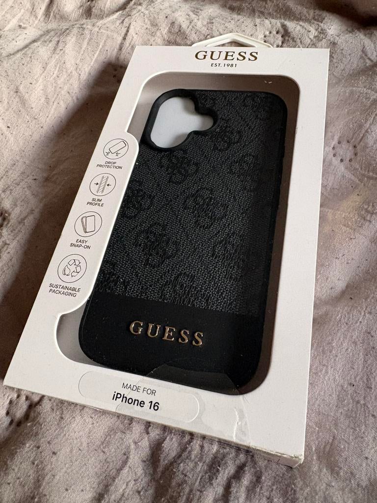 Iphone 16 GUESS hoesje NIEUW in verpakking, Rondom bescherming, Zwart, Nieuw, Hoesje of Tasje