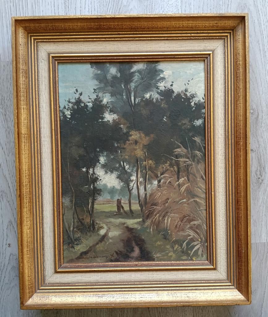 Adriaan Glaudemans (1907-1977) - Landschap met landsweggetje, Antiek en Kunst, Ophalen of Verzenden