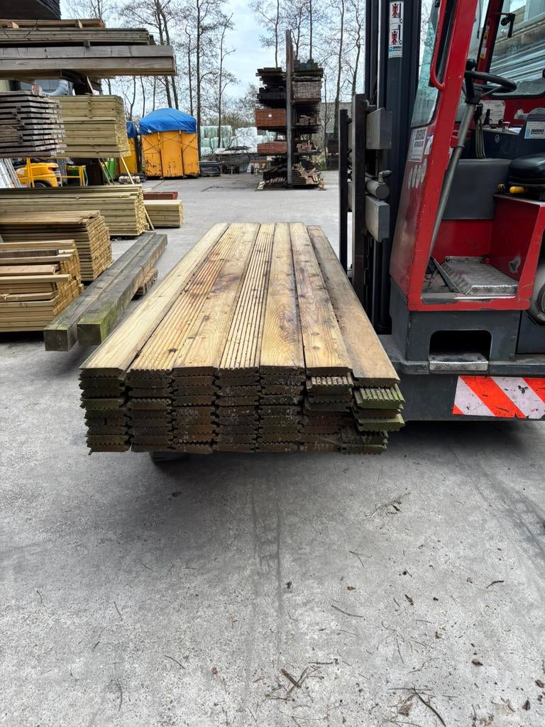 B keuze Gewolmaniseerde vlonderplanken - Veer en groef, Ophalen, Nieuw, 250 cm of meer, Planken