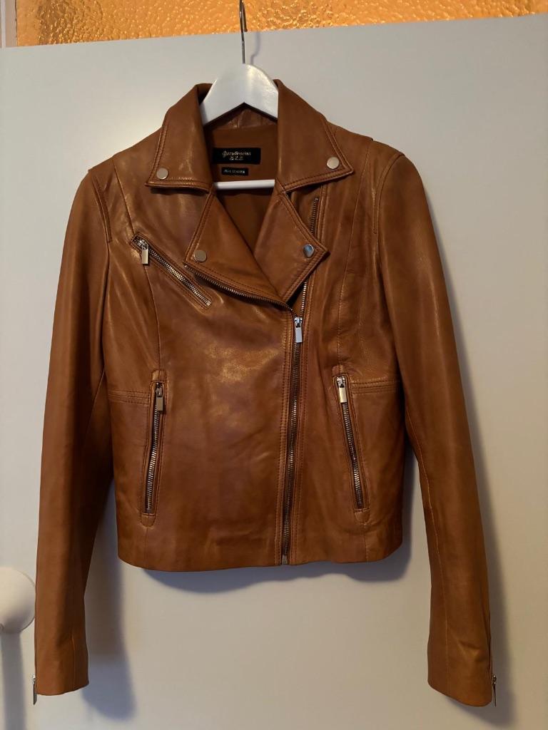 Mooi leren jasje cognac kleur, Maat 38/40 (M), Bruin, Ophalen of Verzenden, Zo goed als nieuw