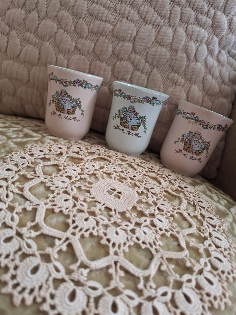 3 Brocante Pastel Kinder Bekers van Douwe Egberts **Mimosa**, Ophalen of Verzenden