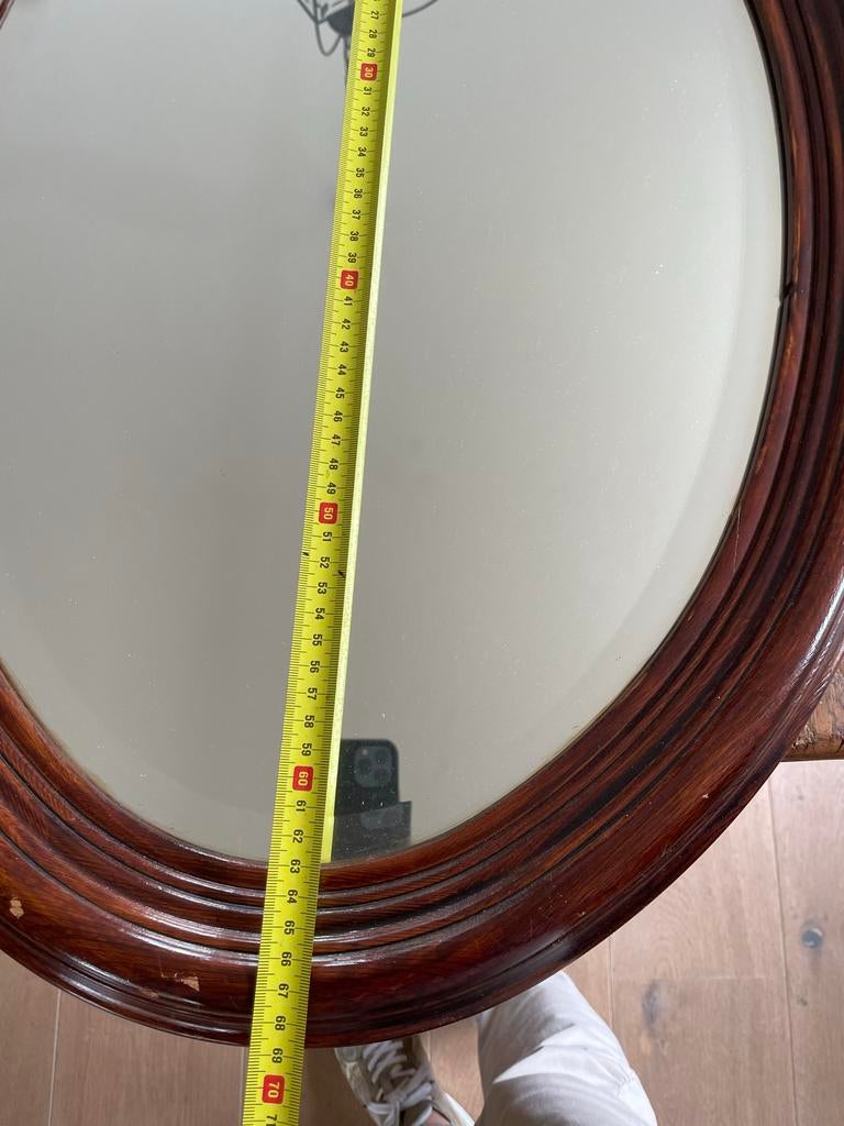 Ovale spiegel in grenen lijst (facet), Ophalen, Ovaal, 50 tot 100 cm, Minder dan 100 cm