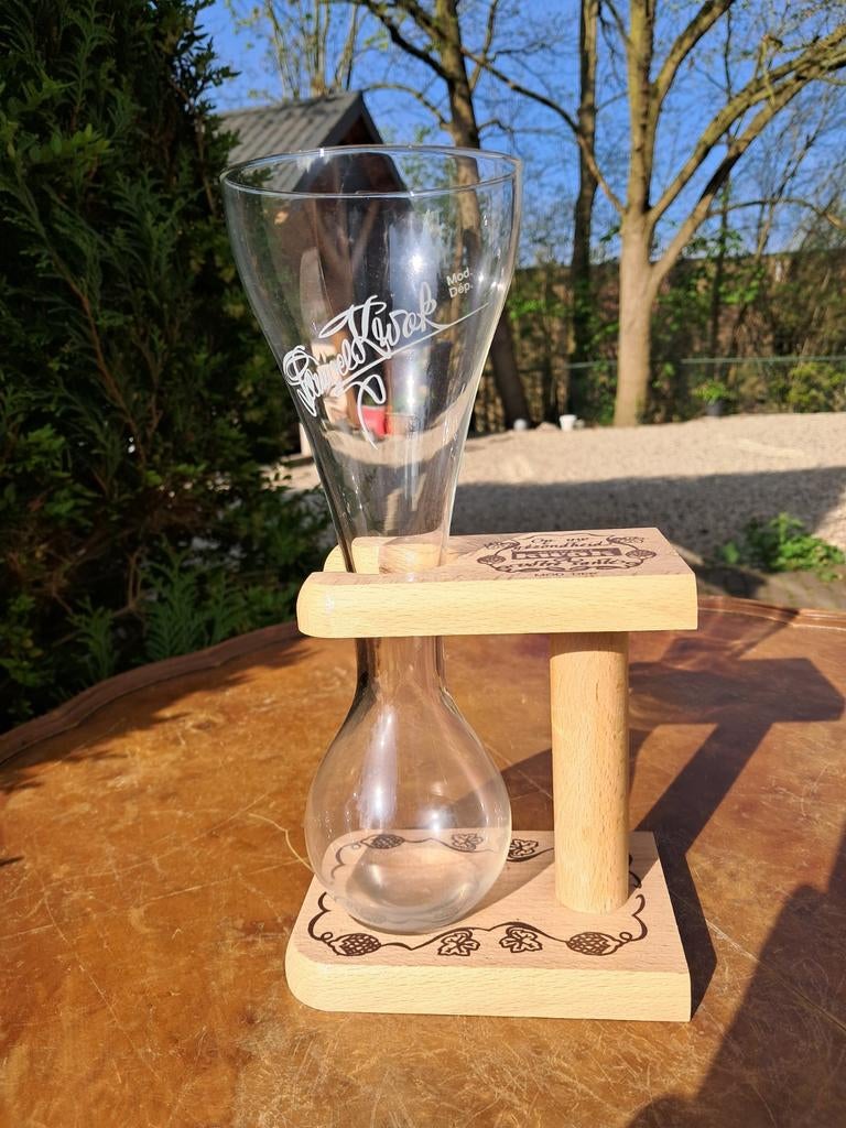 Pauwels Kwak koetsiersglas met houten houder, Ophalen of Verzenden