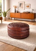 Prachtige vintage patchwork poef, Ophalen, Minder dan 50 cm, Rond, Zo goed als nieuw