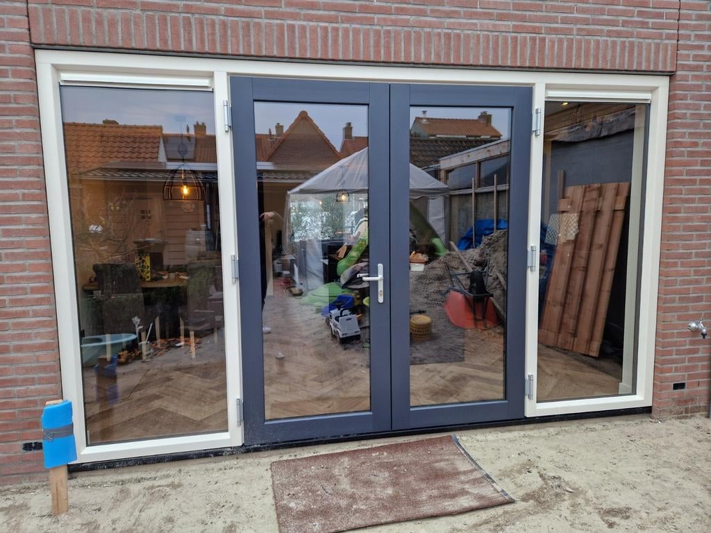 Moderne terrasdeuren met zijlichten, Nieuw, Ophalen of Verzenden, Buitendeur, Glas