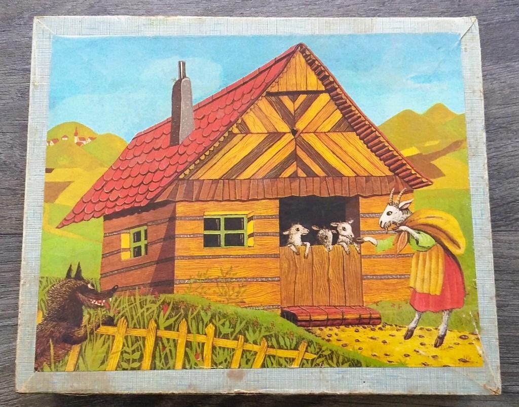 Om 1940-1950 Blokkendoos Blokken Puzzel Legpuzzel Sprookje, Antiek en Kunst, Antiek | Speelgoed, Ophalen of Verzenden