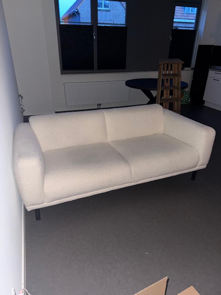 Bank 2,5 zits, Huis en Inrichting, Banken | Bankstellen, Ophalen, Gebruikt, Rechte 2,5zits bank, teddy wit, Overige maten