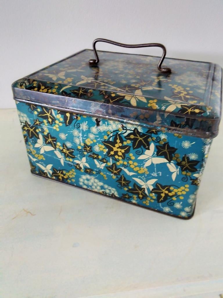 Prachtig oud blik met handvat - L23xB18xH14cm, Ophalen of Verzenden, Gebruikt, Overige