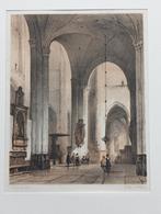 Johannes Bosboom gekleurde litho kerkinterieur ca 1850, Ophalen of Verzenden