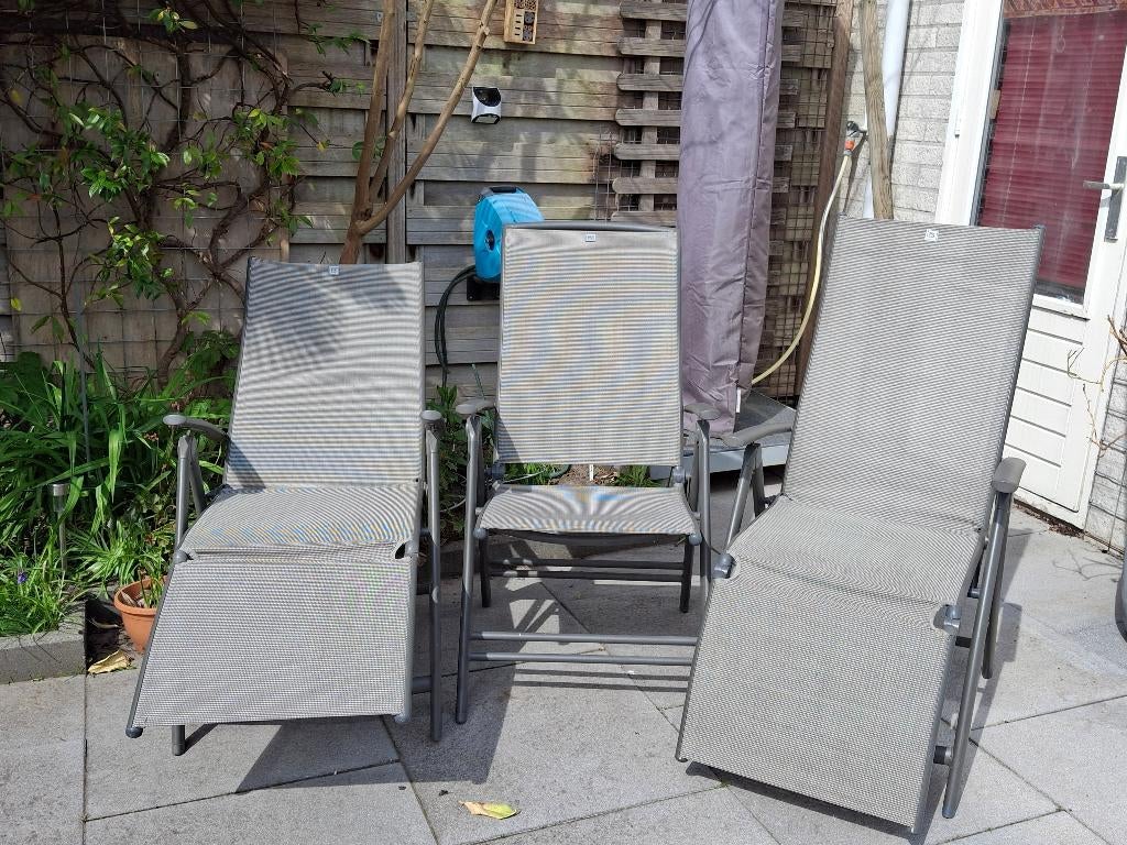 3 comfortabele PR & Design lounge/tuin stoelen te koop, Tuin en Terras, Tuinstoelen, Ophalen, Gebruikt, Aluminium, Verstelbaar