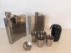 RVS Zakflacons Set met Shotbekers en Trechter, Ophalen of Verzenden, Gebruikt