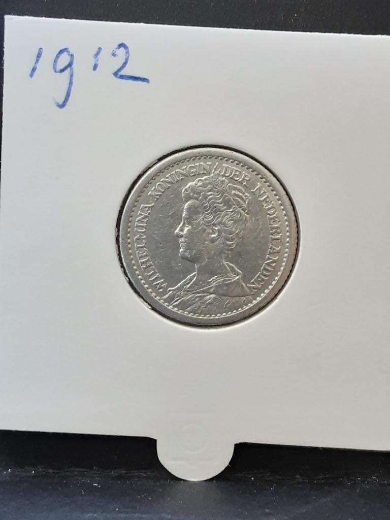 Halve gulden 1912 koningin Wilhelmina, Postzegels en Munten, Munten | Nederland, ½ gulden, Zilver, Ophalen of Verzenden, Koningin Wilhelmina