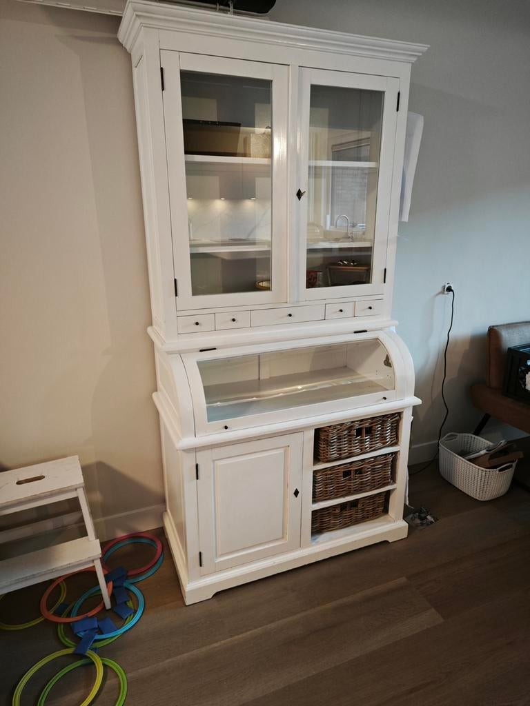 Witte landelijke kast, Huis en Inrichting, Kasten | Buffetkasten, Ophalen, Gebruikt, 200 cm of meer, 50 tot 100 cm