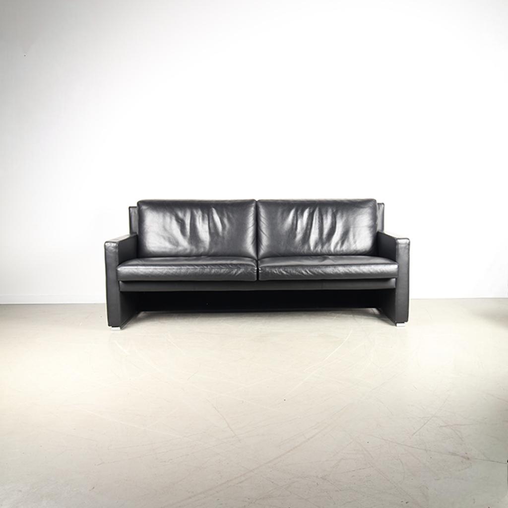 1x Leolux Timandra Bank 3-zits/198cm Leder – Zwart, Huis en Inrichting, Niet ingevuld, 150 tot 200 cm, Niet ingevuld, Driepersoons