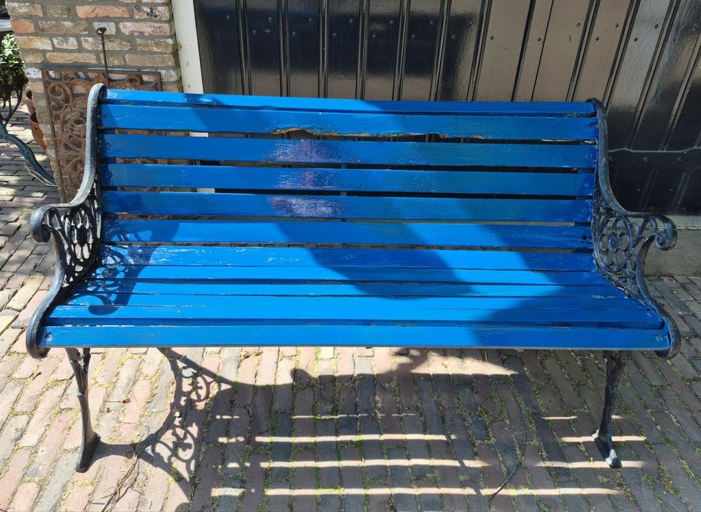 Klassiek gietijzeren tuinbankje, bank, parkbankje 126 cm, Ophalen, Gebruikt, Metaal
