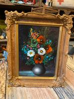 Vintage olie schilderij van bloemen, Ophalen of Verzenden