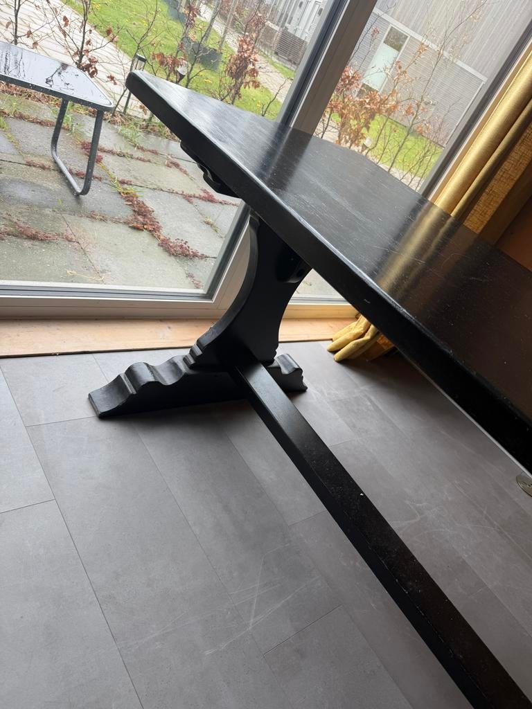 Zwarte houten eettafel 170x80x75 cm, Gebruikt, 150 tot 200 cm, Vier personen, Rechthoekig