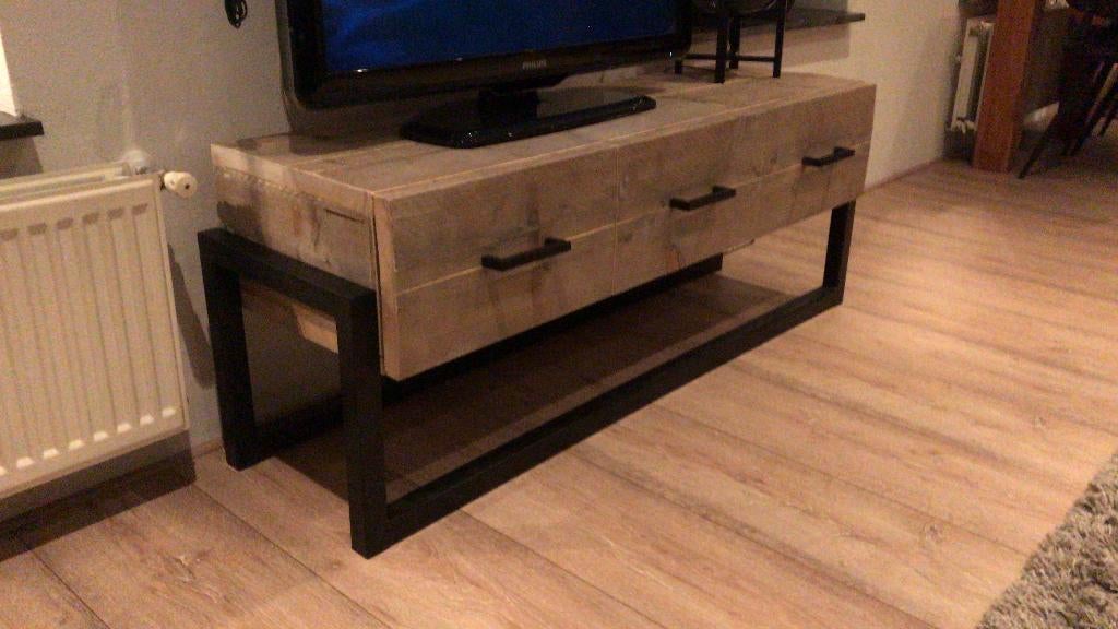 Steigerhout Tv meubel met staal, free shipping. (tip!), Overige materialen, Verzenden, Nieuw, 50 tot 100 cm