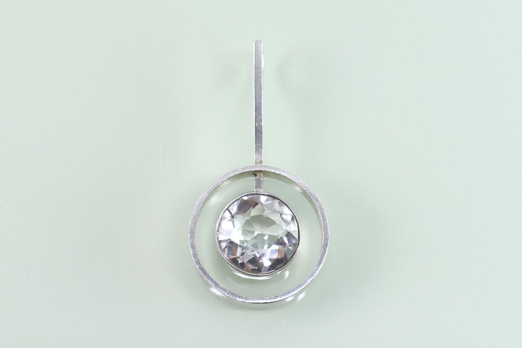 Vintage zilveren hanger bergkristal Erik From, Denemarken, Sieraden, Tassen en Uiterlijk, Antieke sieraden, Ophalen of Verzenden