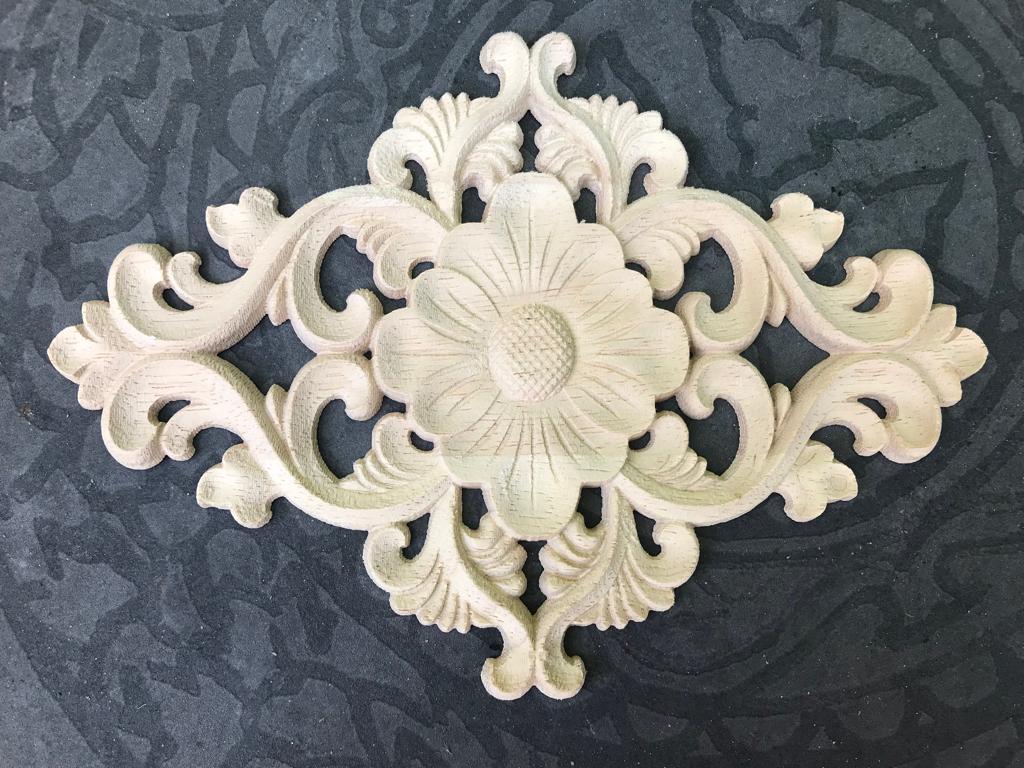 Brocant houtsnijwerk ornament applique bloem sierlijk, Huis en Inrichting, Woonaccessoires | Overige, Brocante, Nieuw, Ophalen of Verzenden