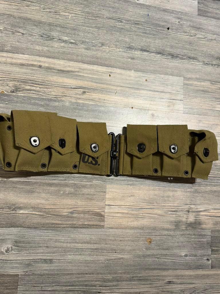 Reproductie Amerikaanse M1 Garand ammo riem z.g.a.n, Ophalen of Verzenden, Landmacht, Amerika, Overige typen