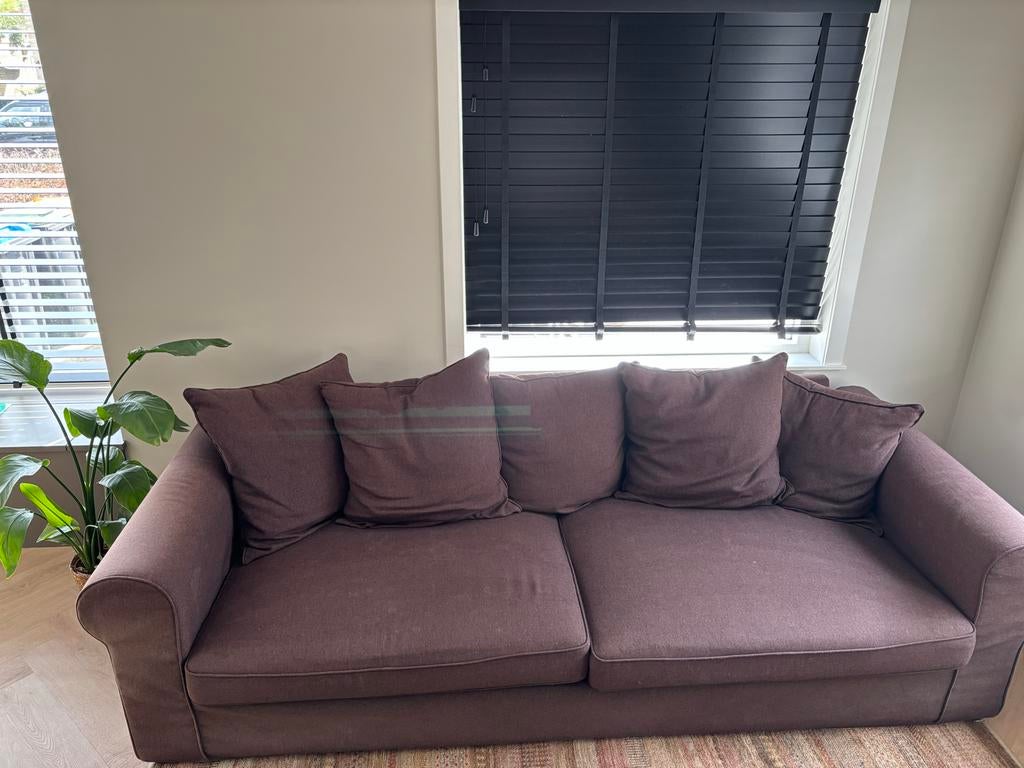 Gratis! Comfortabele Luxe Bank - Bruin, Ophalen, Gebruikt, 100 tot 125 cm, Driepersoons