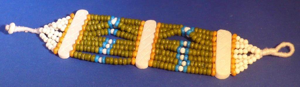 Armband - Vintage ‘Tribal’  been, turkoois en groene kralen, Sieraden, Tassen en Uiterlijk, Armbanden, Overige materialen, Nieuw