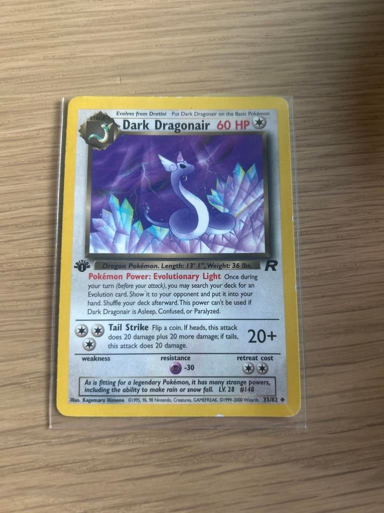 Dark Dragonair 1st Edition 33/82 Pokémon Kaart, Ophalen, Zo goed als nieuw, Losse kaart