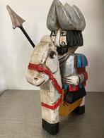 Houten soldaat op paard - Handgesneden decoratie, Ophalen of Verzenden, Gebruikt, Mens