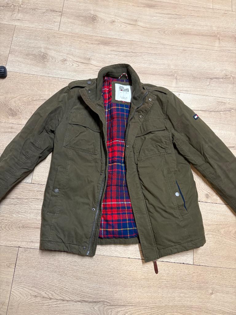 Groene Hilfiger Denim parka jas, Maat 48/50 (M), Tommy Hilfiger, Ophalen of Verzenden, Zo goed als nieuw