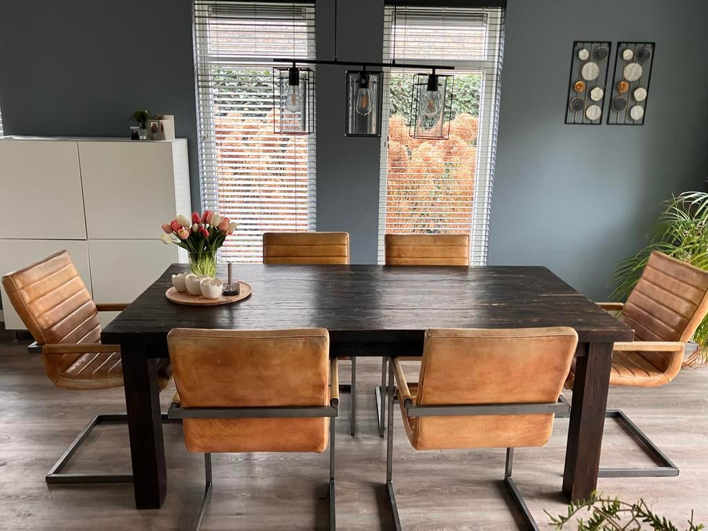 Teakhouten eettafel, Huis en Inrichting, Tafels | Eettafels, Ophalen, Gebruikt, Teakhout, 50 tot 100 cm