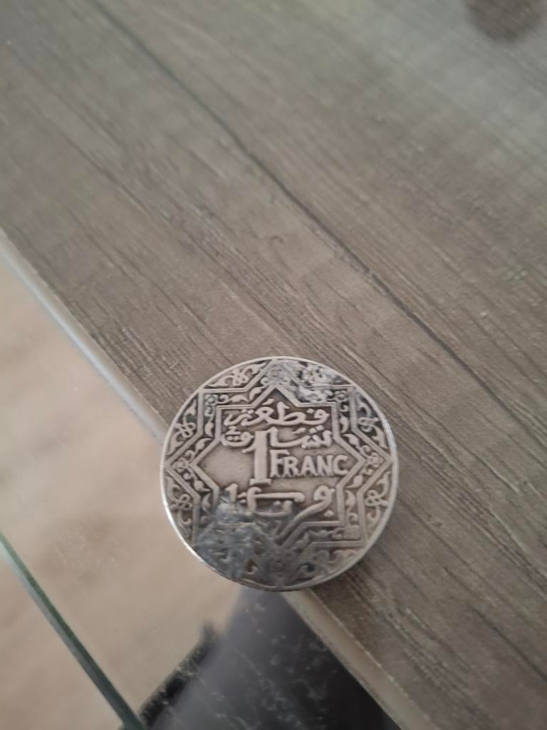 Zilveren 1 Franc munt met Arabische kalligrafie, Ophalen, Overige landen, Losse munt, Zilver